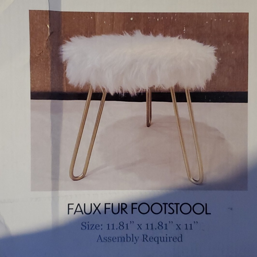 Faux fur footstool